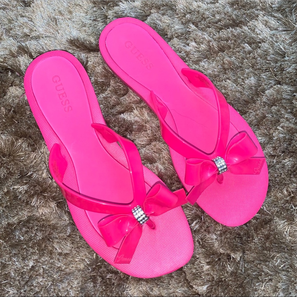Guess Tutu Pink Bow Flip Flops